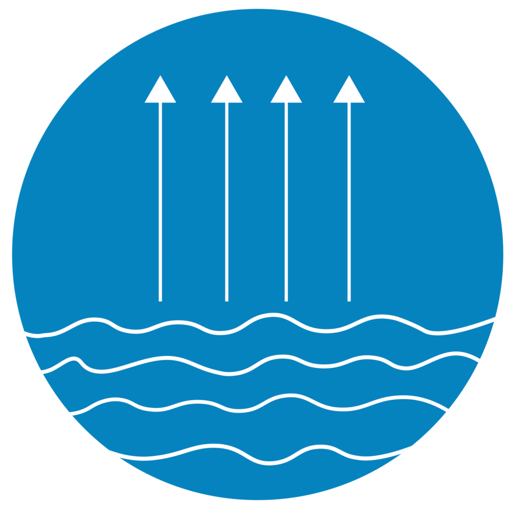 icono de prevención de evaporación geobubble azul claro