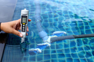 Resort Private pool has weekly check maintenance test, Salt Meter Level, to make sure water is clean and can swim